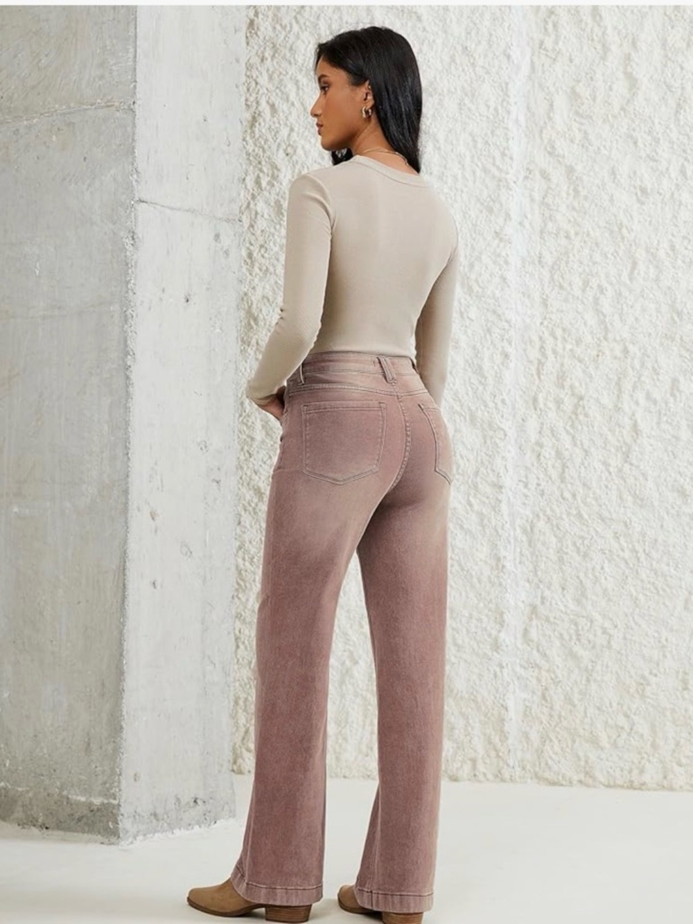 Luvamia Wide Leg Winter Pecan Brown High-waisted Pants size L - Picture 3 of 8